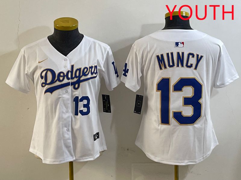 Youth Los Angeles Dodgers 13 Muncy White Gold Game 2025 Nike MLB Jersey style 8